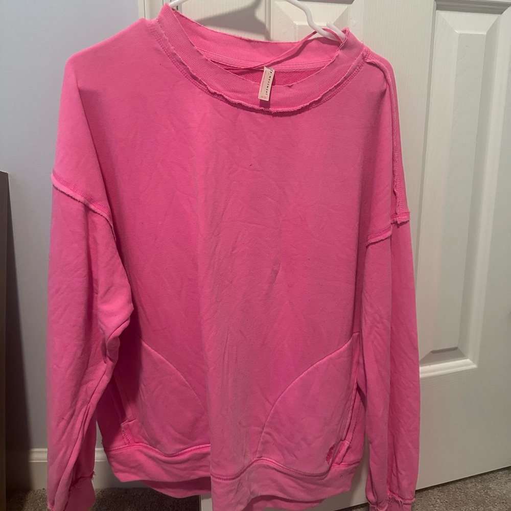 Free People Movement Metti Crew Sweatshirt — Bright Pink